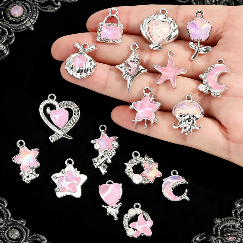 10 Stück Metall-Anhänger in verschiedenen Stilen, Mond- und Stern-Anhänger für DIY-Halsketten, Armbänder, Ohrringe, Schmuckherstellung, Zubehör