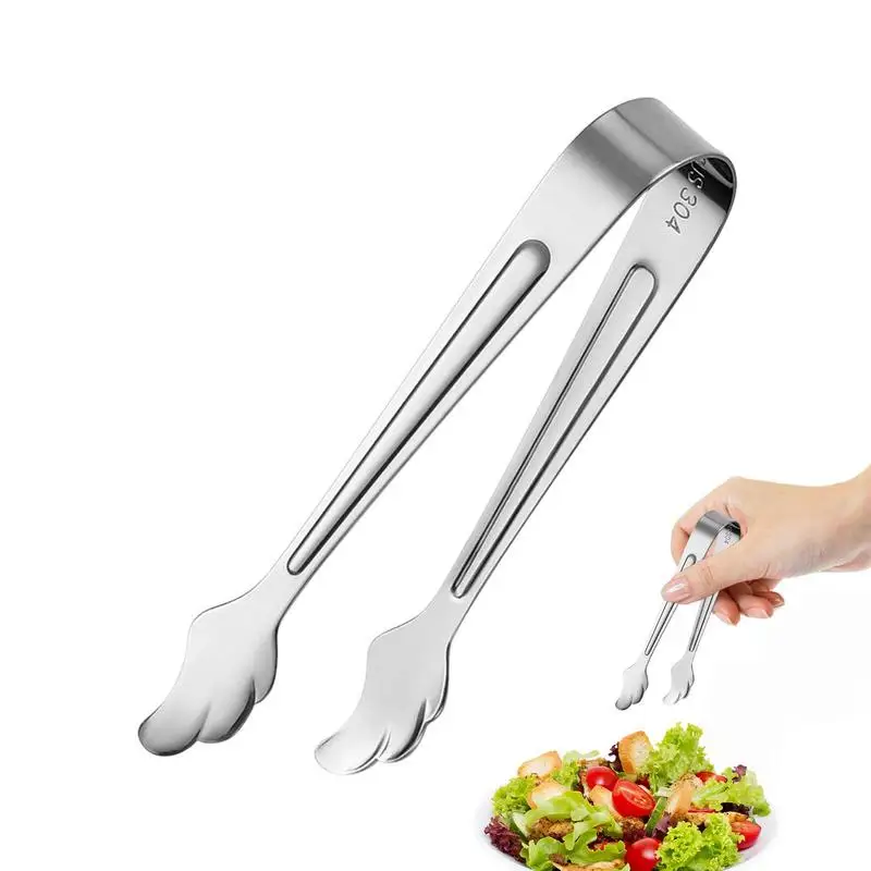 Stainless Steel Ice Cube Sugar Tongs Mini Serving Tongs For Salad Ice Non-Stick Bread Meat Fruit Clamp Kitchen Clip Tools