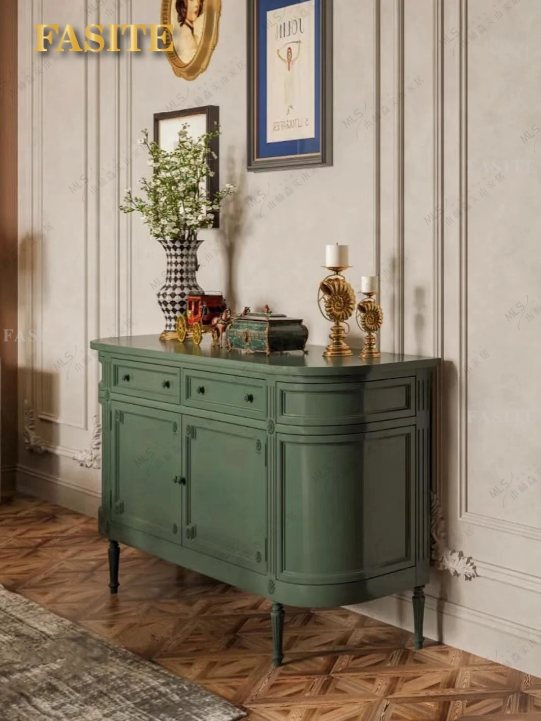 Living Room Cabinet Vintage Nordic Green Home Organization Cabinets