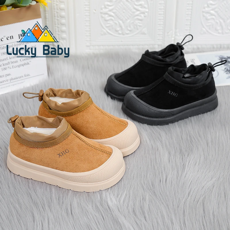 Winter Snow Boots for Children Fashion Designer Fur Boots Flat Chelsea Ankle Boots Wool Slip-on Flat Office Comfort Cotton Shoes