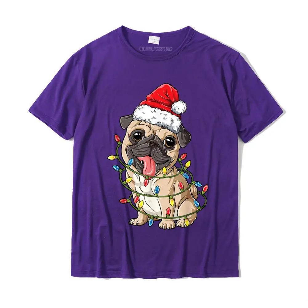 Pug Christmas Tree Lights Santa Dog Xmas Gifts Boys Pugmas T Shirt Funny Men Tshirts Printed