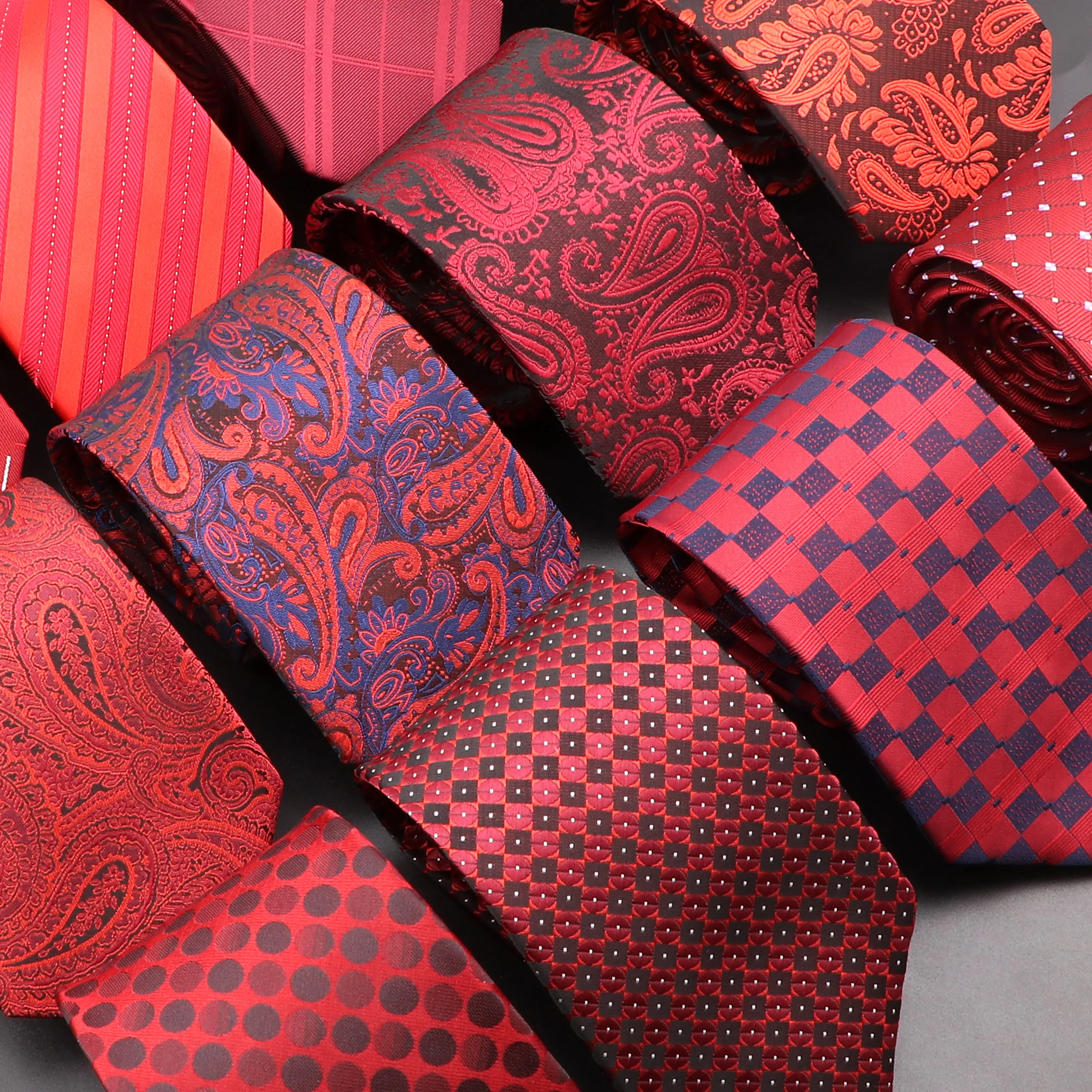 New Design Wedding Men Tie Red Solid Striped Paisley Flower Neckties For Men Business Groom Collar Accessories Gift