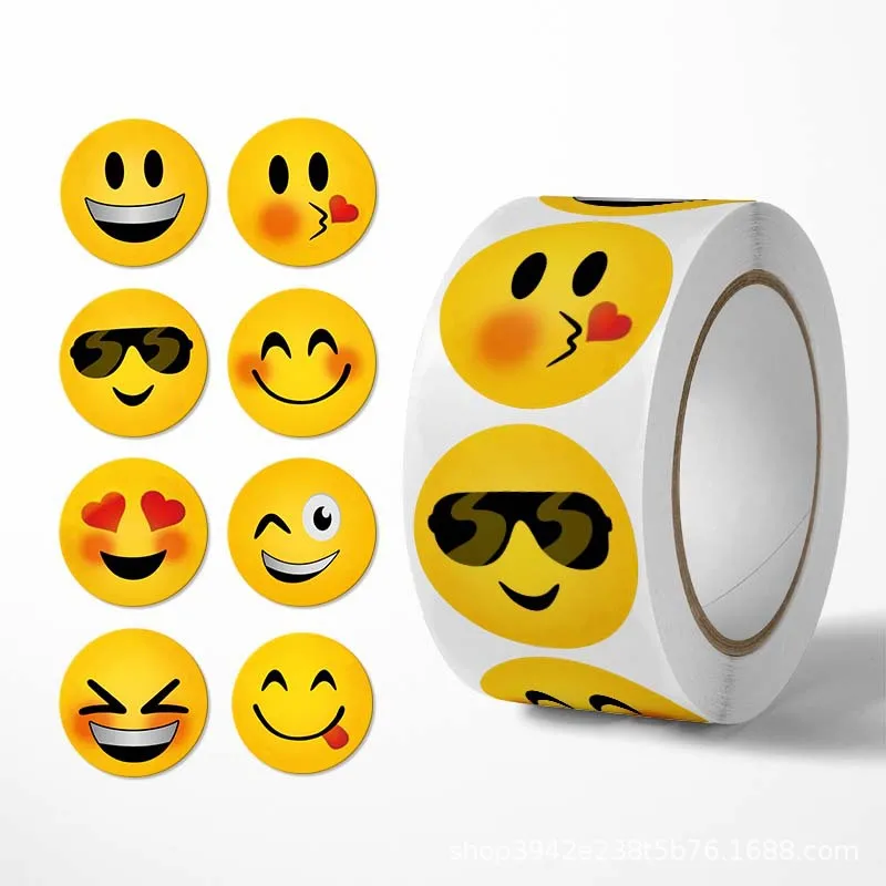 Roll Packaging Stickers Amazon cross-border Creative Funny Expression Design Party Decoration Labels