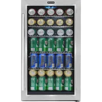 120-Can Beverage Refrigerator with Glass Door, 3.1 Cu Ft Freestanding Drink Mini Fridge, BR-130SB, Stainless Steel 1