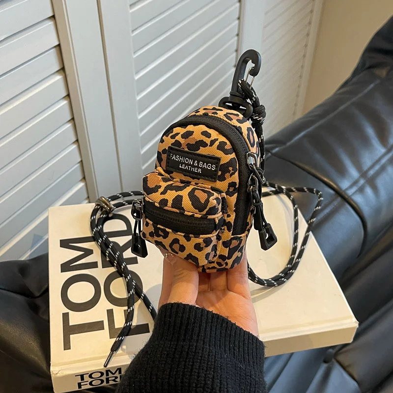

Korean Fashionable Retro Plaid Bag Leopard Printing Children's Mini Basket Bag Women's Shoulder Bag Crossbody Bag