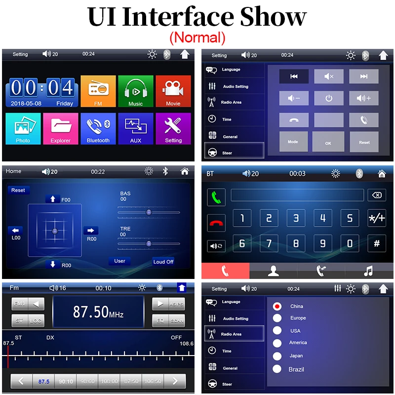 7 Inch 1 Din Car Radio MP5 Multimedia Player Touch Screen FM Aux Input USB Mirro