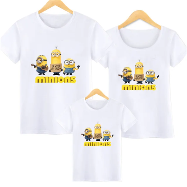 Disney Minions family cotton printed t-shirts men and women summer new loose short-sleeved parent-child outfits cartoon tops 4