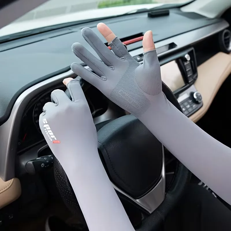 2 쌍 낚시 팔 장갑 안티 UV 빠른 건조 반 손가락 러닝 팔 커버 통기성 경량 태양 보호 팔 장갑