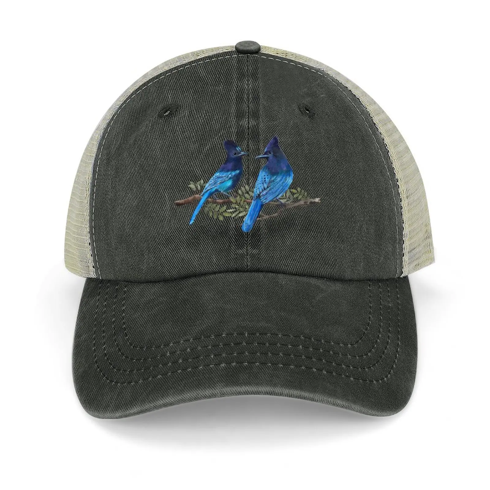 

Steller's Jay Couple Cowboy Hat Snap Back Hat fashionable western Hat Cosplay Women Caps Men's