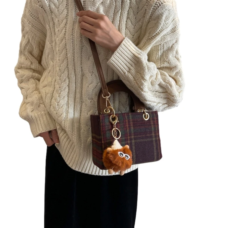 Women Shoulder Bag with Checkered Pattern Small Handbag Perfect for Any Occasion E74B