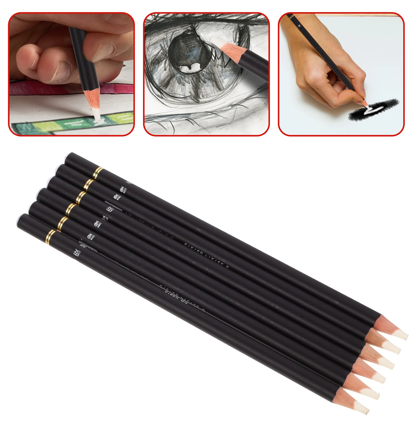 

6Pcs Eraser Pencil Painting Rubber Pen Sketch Rubber Pencil Eraser Pen with Sharpener for School