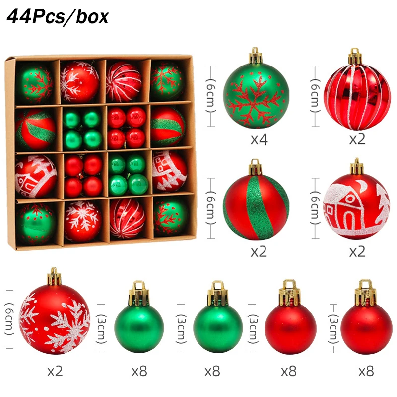

Mixed Christmas Tree Balls Ornament Red Green Gold Xmas Tree Bauble Toy Christmas Decorations For Home Navidad New Year 2023