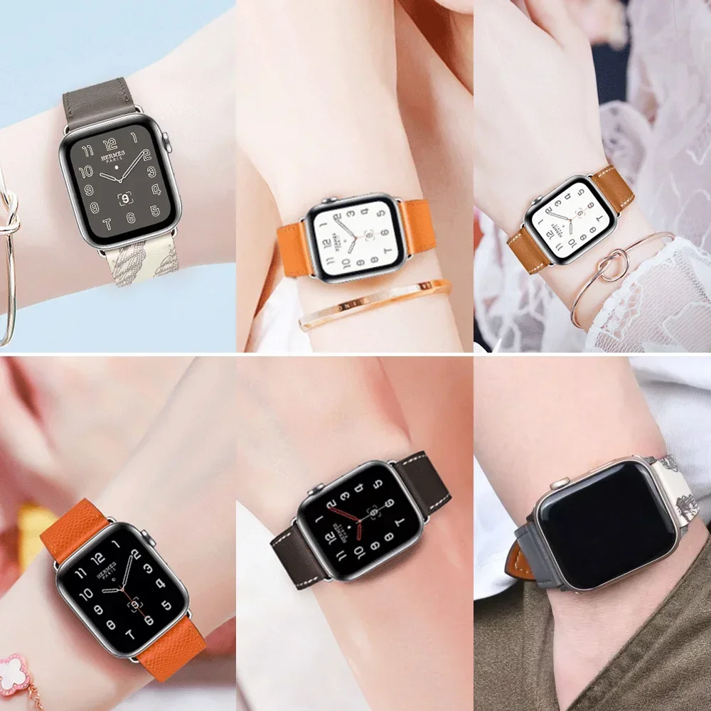 애플 워치 밴드용 가죽 시계 스트랩, 스포츠 팔찌, iWatch 시리즈 울트라 9-8-7-6-5-4-3-SE, 44mm, 49mm, 45mm, 42mm, 40mm, 41mm, 38mm