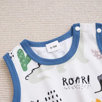 Newborn Clothing Cute Cartoon Animal Print Casual And Comfortable Soft Boy And Girl Summer Round Neck Sleeveless Baby Jumpsuit 5