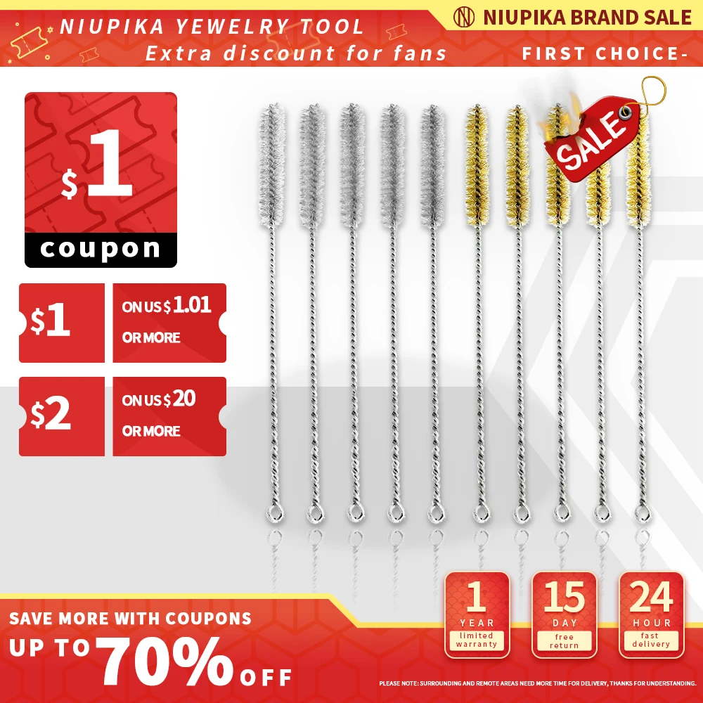 

29CM Tube Cleaning Brush Steel Brass Wire Set for Bottle and Welding Slag Rust Removal Tool