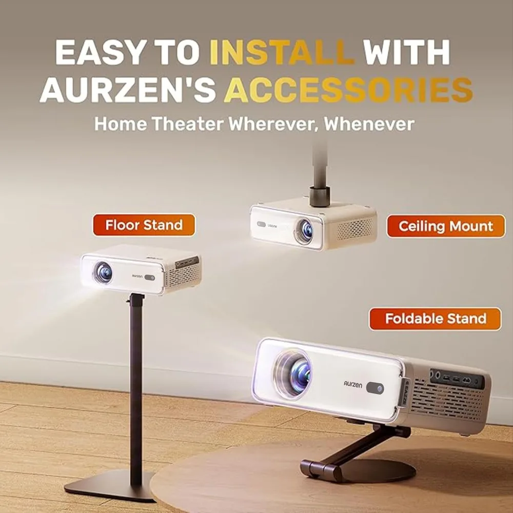 EAZZE D1 Smart Projector with WiFi and Bluetooth, Netflix-Officially-Licensed, Auto Focus & Keystone, DoIby Audio, Zoom 6