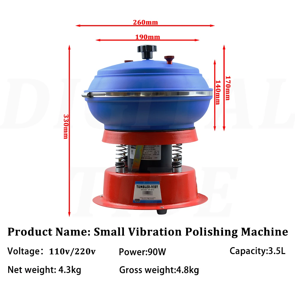 Tumbler Vibrating Polishing Machine 3.5L Capacity For Metal Jewelry Vibratory Po