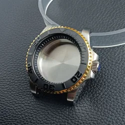 Premium 40.5mm Silvery/Black GMT Steel Watch Case with Sapphire Glass for Calendar window (67 Silvery gold)