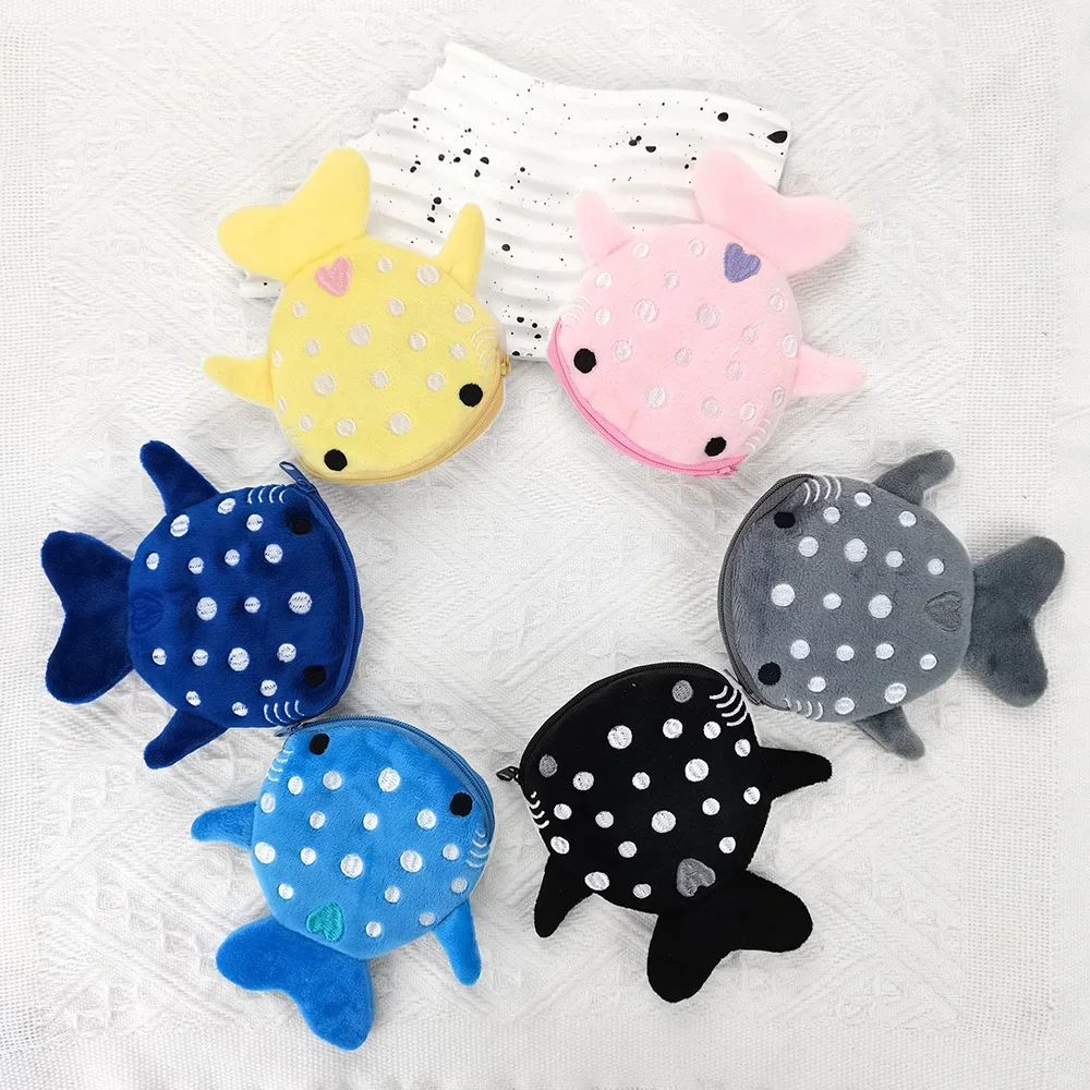 Fashion Cute Blue Shark Mini Whales Coin Purse Plush Zipper Coin Wallet Designer Women's Small Change Bag Key Earphone Pouch coin purse plush coin purse coin wallet change bag women wallet