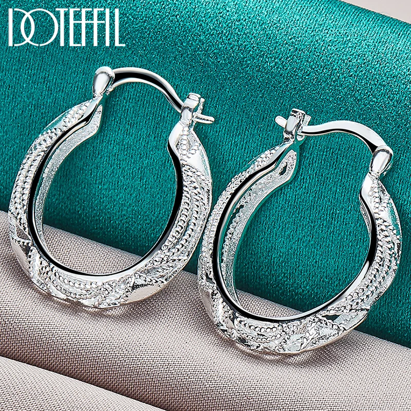 

DOTEFFIL 925 Sterling Silver Retro Hollow Flower 30mm Hoop Earring For Woman Fashion Party Wedding Engagement Party Jewelry