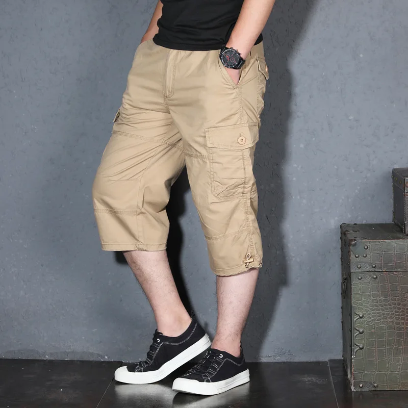Summer Men Shorts Fashion Cargo Zipper Shorts Casual Multiple Pockets Military Short Pants Mens Loose Jogging Streetwear