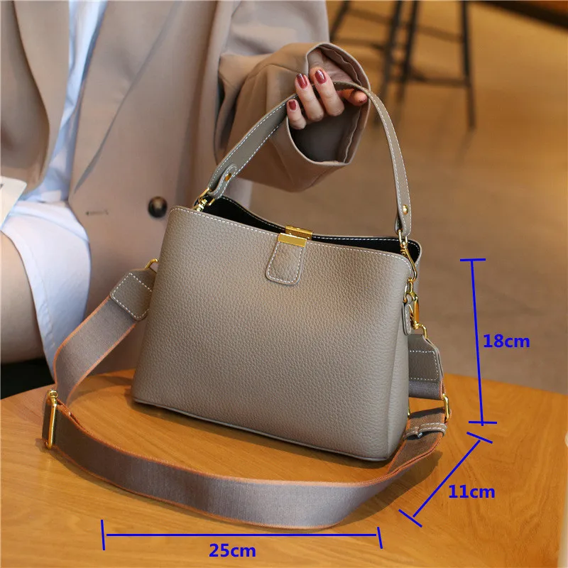 Women's Tote Real Cow Leather Bag Female New Luxury Handbag Lady Fashion Casual Shoulder Bag Crossbody Messenger for Woman