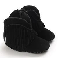 Classic 0-18M Baby Autumn Winter Boots Baby Girl Boys Black Warm Shoes Solid Fashion Toddler Fuzzy Balls First Walkers Kid Shoes 2
