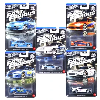 Hot Wheels Silver Genuine Model Car Fast & Furious Graphic Remix Custom Acura Honda Volkswagen Jetta Boy Toys Real Vehicle Sedan