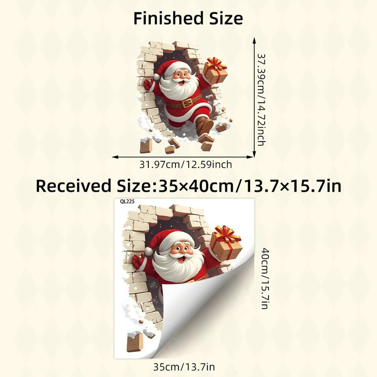 Santa Wall Decal Christmas Santa Breaking Brick Wall Stickers Decor Seasonal Decal For Home Party Living Room Bedroom Bathroom