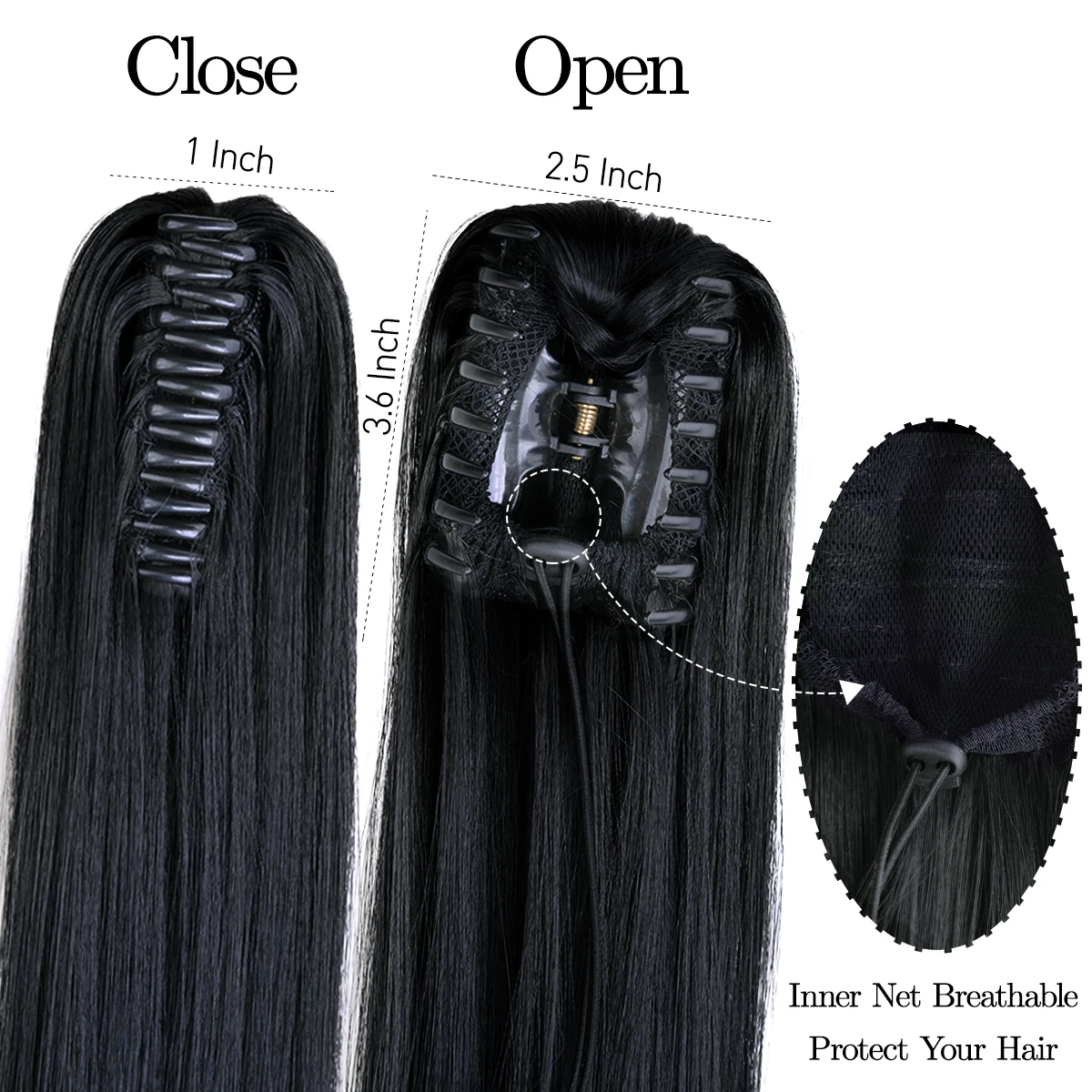 24Inch Long Straight Ponytail Hair Extensions For Women Synthetic Claw On Ponytail Hairpiece Black Blonde Brown fake hair extensions