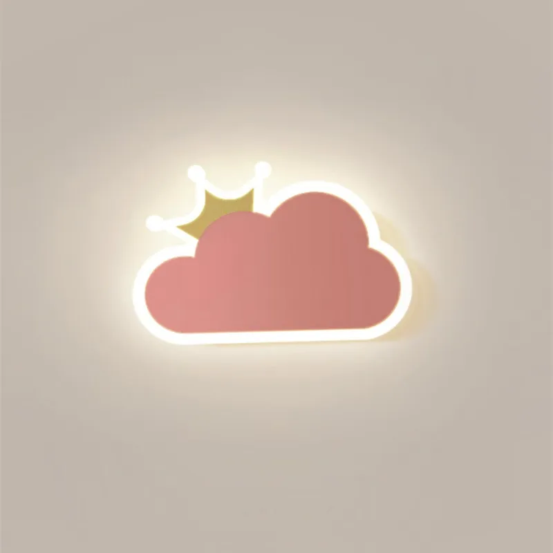 

Warm Cloud Children's Room Wall Lamp Nordic Creative Cute Crown Room Bedroom Eye Protection LED Bedside Lamp Room Decoration