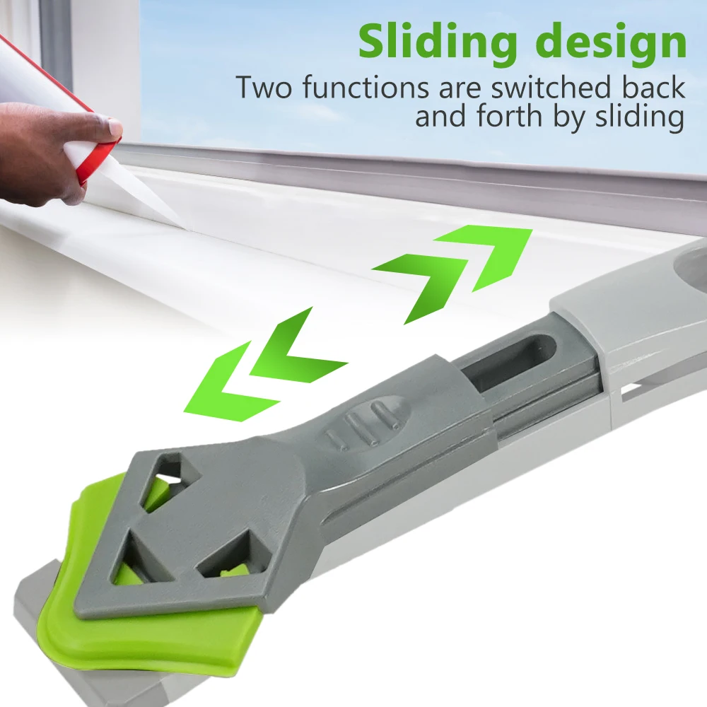 Silicone Scraper Tool Set 7 In 1 Floor Caulk Finisher Grout Kit Glass Glue Angle Scraper Tool