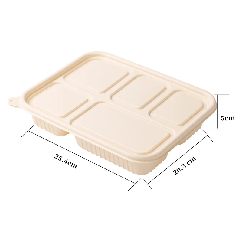 10pcs Disposable lunch box Degradable meal prep containers divider cutlery microwaveable bento food tray with lid Kitchenware