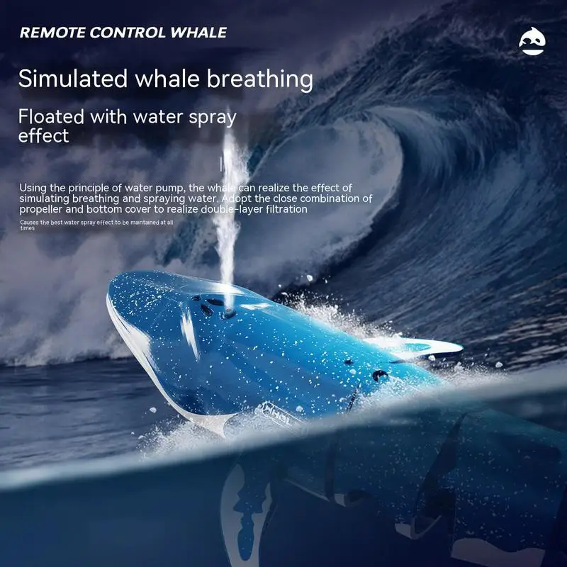 Remote Controlled Whale Simulation Water Boat Electric Summer Water Shark Diving Water Spray Boy Toy 5