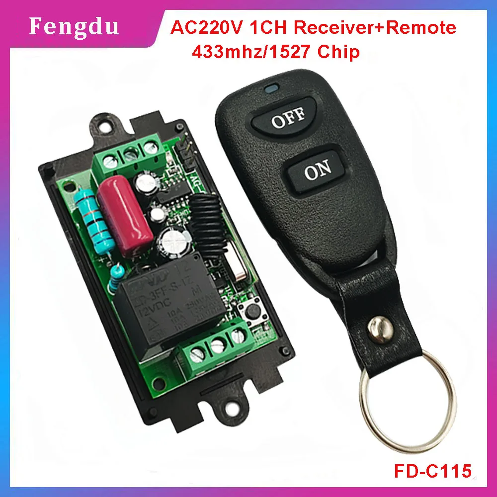

433MHz Wireless Remote Control Switch AC 220V 1CH RF Relay Receiver and Transmitter for Electric Appliance Power On/Off
