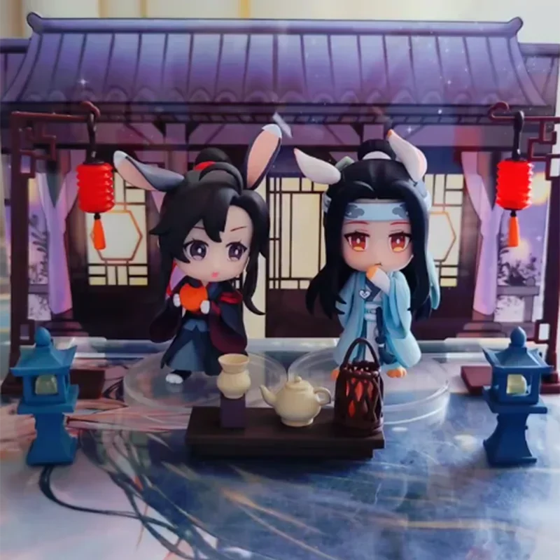 

9cm Original Modaozushi Figure Lan Wangji Wei Wuxian Q Ver. Night Candle Stays On The Moon Anime Model Decor Collection Gifts