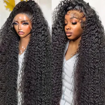 30 40 46 Inch Curly Wigs Transparent 13x6 HD Lace Frontal Human Hair Wig 250 Density 13x4 Deep Wave Frontal Wig For Women 5x5 1