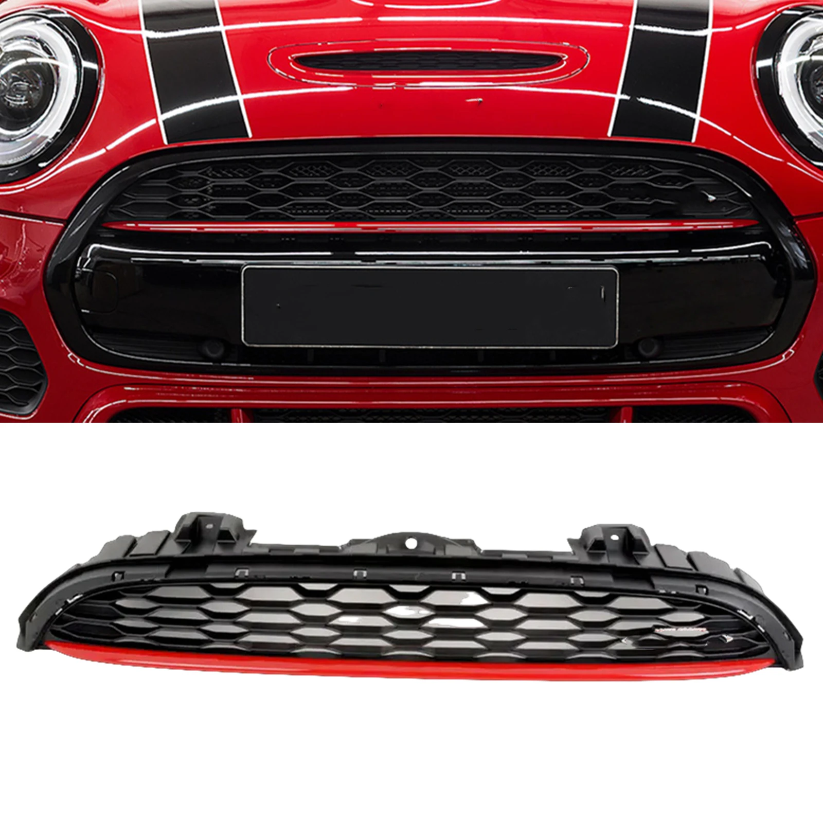For-Mini-F55-F56-F57-JCW-2014-2024-Front-Racing-Grill-Grille-Black-red ...