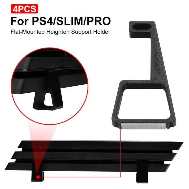 

4PCS Flat-Mounted Heighten Support Holder Horizontal Stand Cooling Legs For PS4/SLIM/PRO Non-slip Silicone Heat Dissipation Base