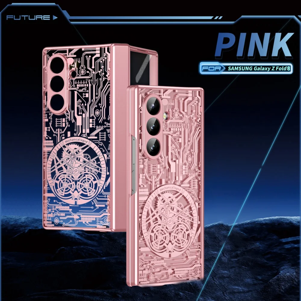 Luxury Mechanical Style Plating Case with All-Around Hinge Protection