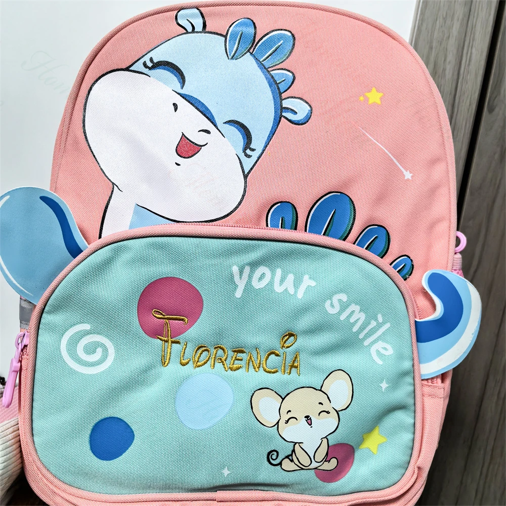 

Personalized Name Cartoon Dinosaur Backpack for Kindergarten Custom Embroidered Children's Schoolbag Boys Girls Birthday Gifts