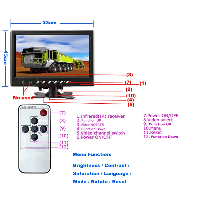 Kit de cámara de visión trasera para coche, Monitor retrovisor LCD TFT de 9 