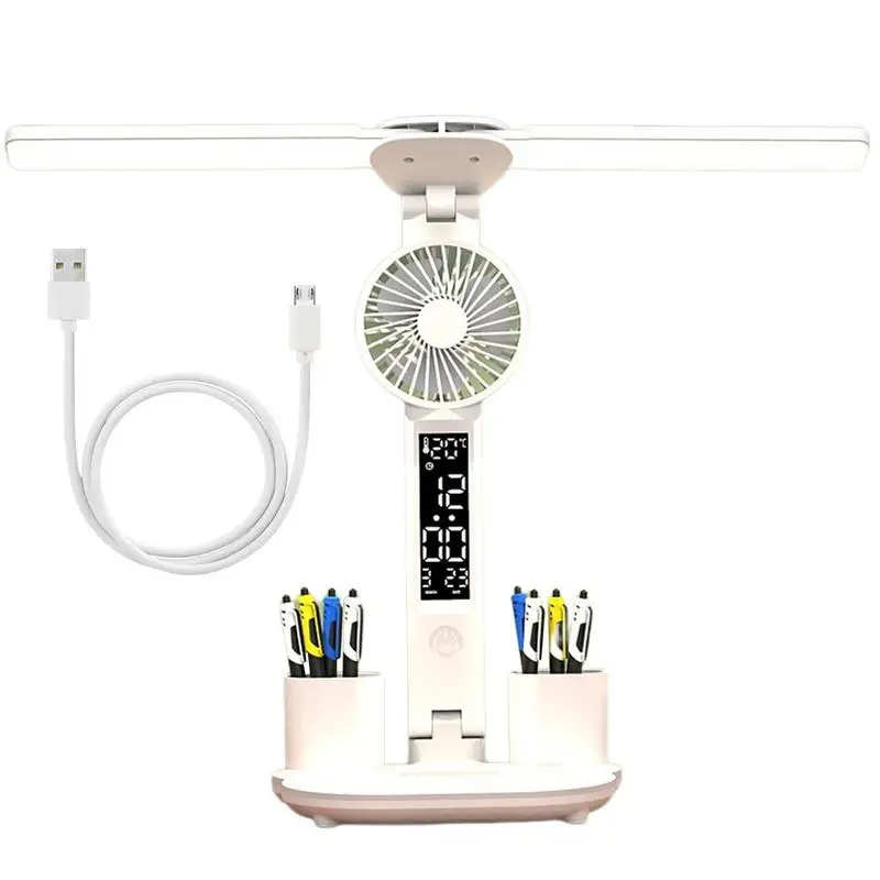 Lamp With Fan Table Top Multifunctional Table Lamp Lighting Long Battery Life Book Reading Light Study Room Accessoriesfor