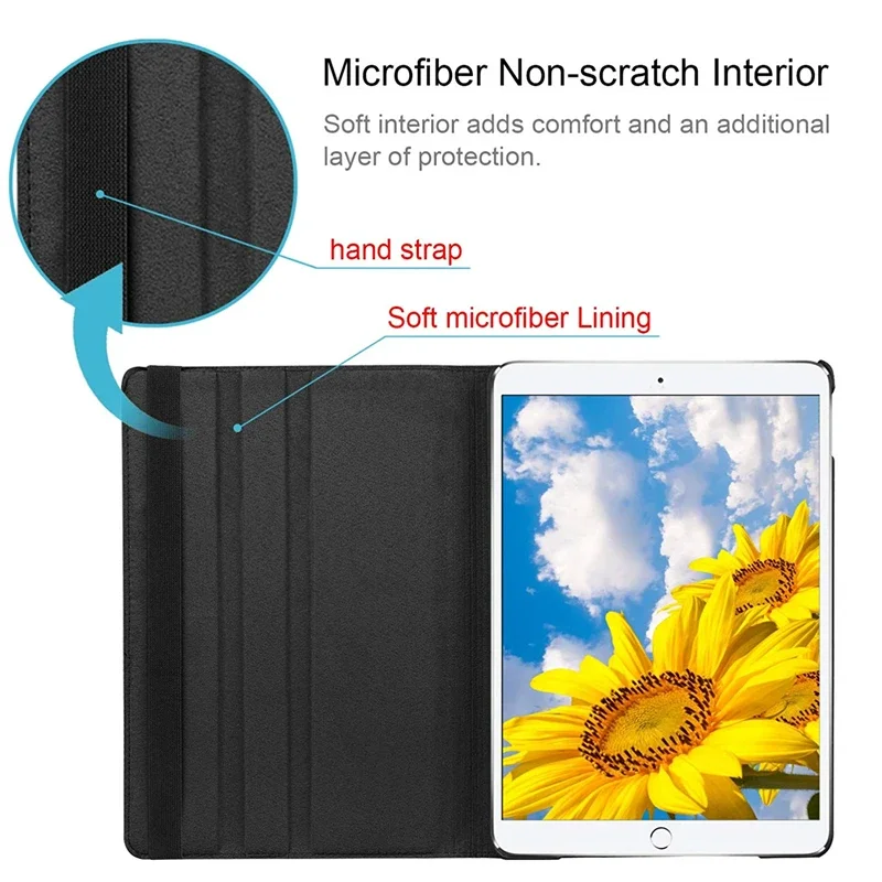 Premium Leather Rotating Case with Sleep-Wake Function