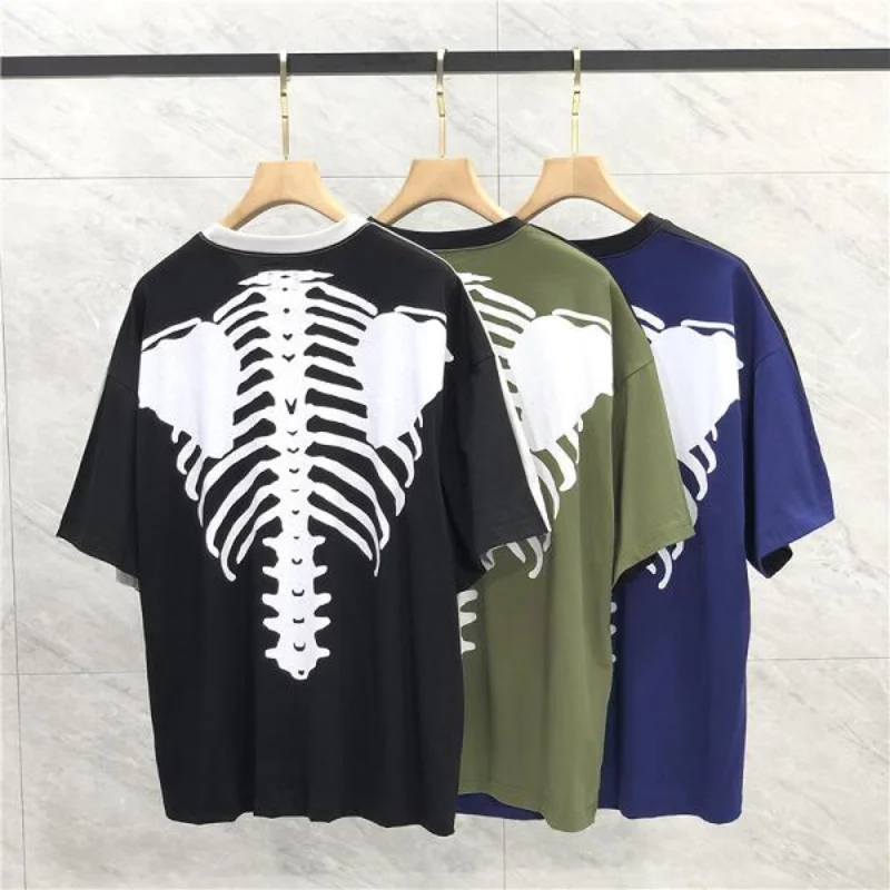 

23SS Patchwork Skeleton Printing KAPITAL T Shirt Men Women EU Size 100% Cotton KAPITAL Top Tees Fashion Summer Goth