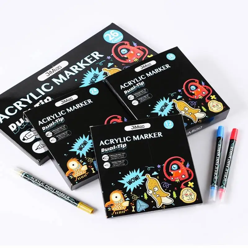 

Acrylic marker Multi Colors Double Nib Non-toxic Waterproof Non Fading Highlighter School Items Graffiti Painting Art Supplies