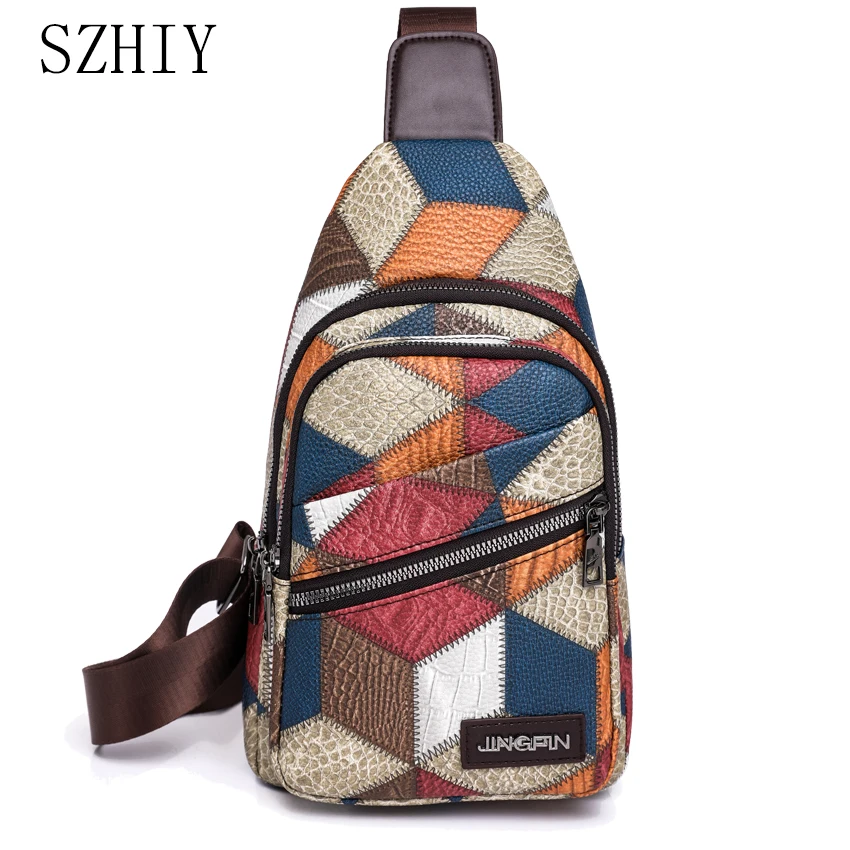 

Colorful Panel Chest Bag Women Crossbody Purse for Girls Luxury Designer Multi Pocket One Shoulder Cell Phone Pocket Coin Purse