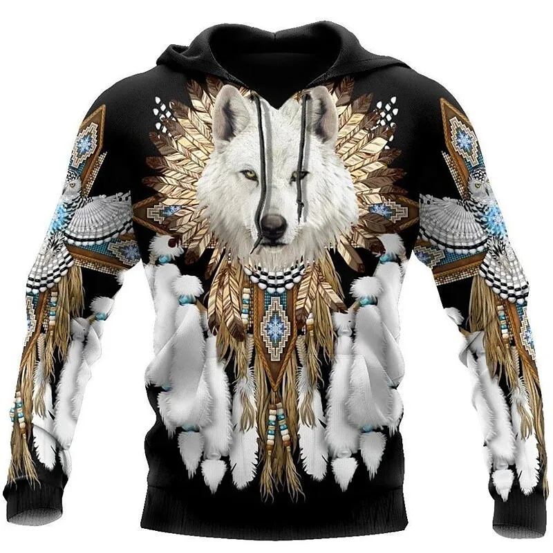 

2022 Autumn And Winter Unisex Cool Wolf 3D Printing Boho Casual Sports Sweater Pullover Street Oversized Fashion Clothing S-6XL