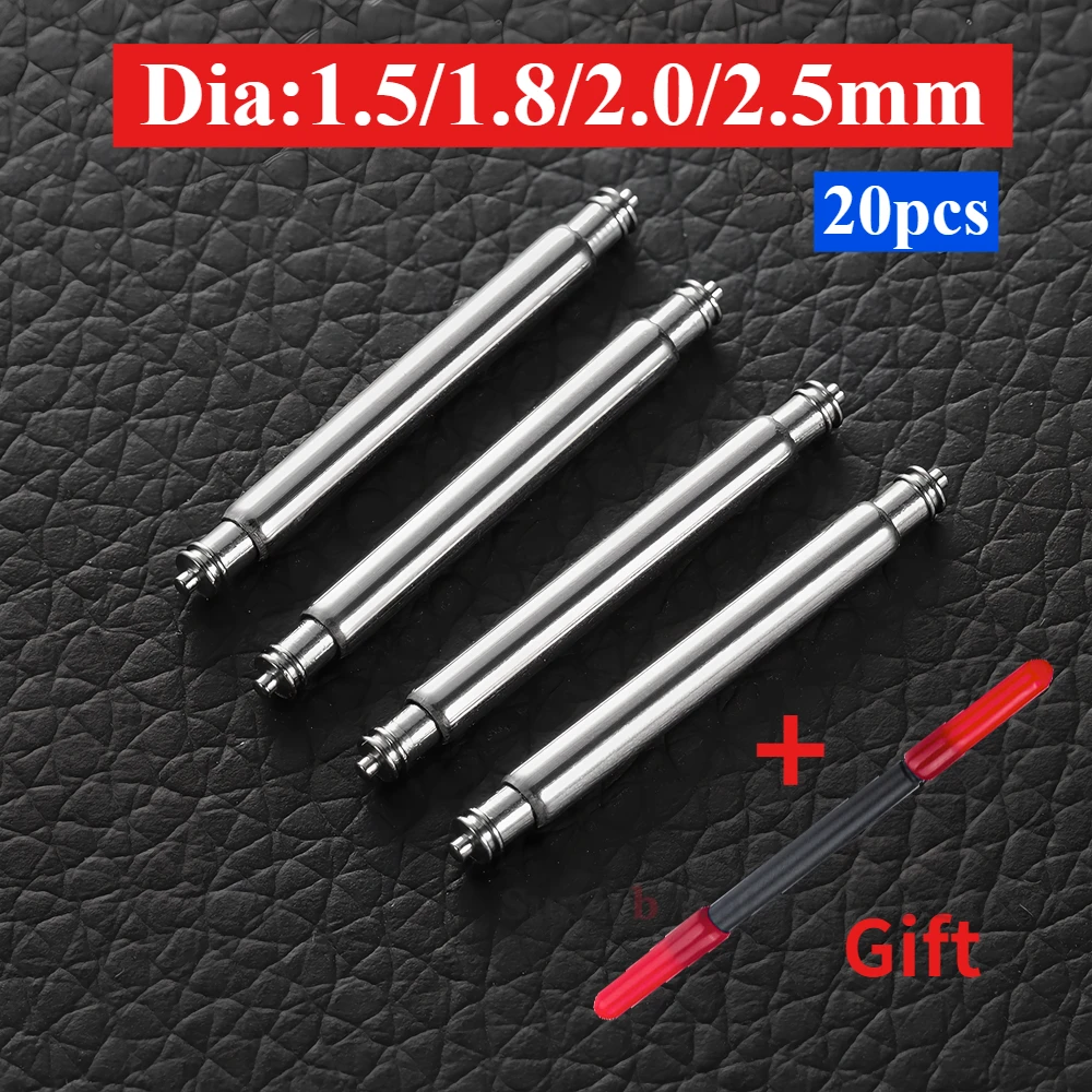 Versatile Metal Steel Spring Bar Set - 20pcs Watch Band Pins for Repair and Adjustment