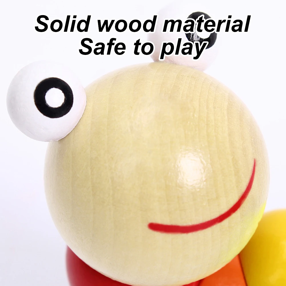 1 pc Random Color Wooden Chew Toys Interactive Caterpillar Shape Building Blocks Toy for Pet Rabbits Hamsters Teeth Grinding Toy